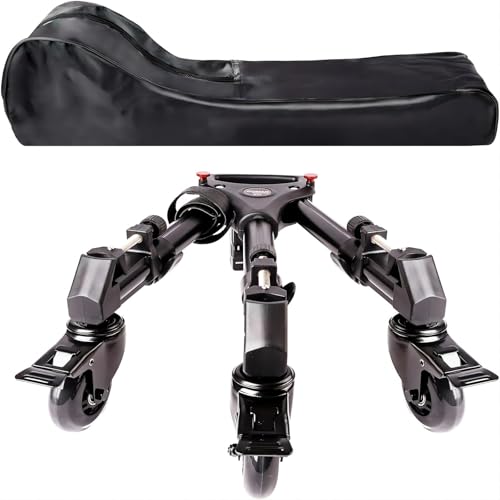 Photography Tripod Dolly: Heavy Duty with Larger 3-inch – Front View