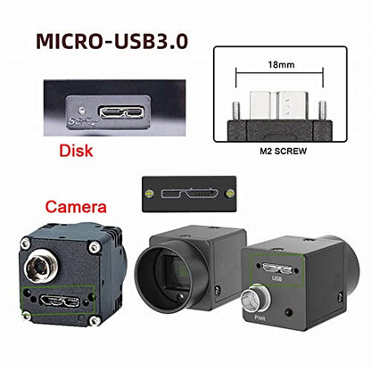 Cable USB3.0: CY Cable Micro USB3.0 Dual Screws Locking to – Side View