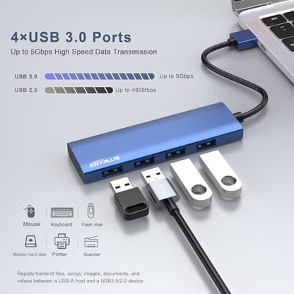 USB Hub: ANYPLUS USB 3.0 Hub Aluminum Alloy Ultra-Slim – Side View
