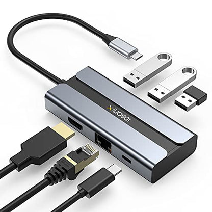 USB C Hub 9 in 1 Multiport Adapter w/Gigabit Ethernet – Front View