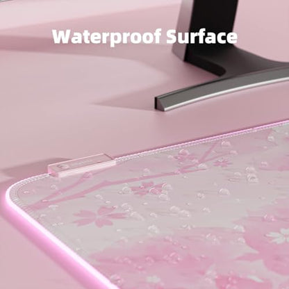 Pad Gaming: Pink RGB LED Gaming Mouse Pad 14 Modes Glow – In Use