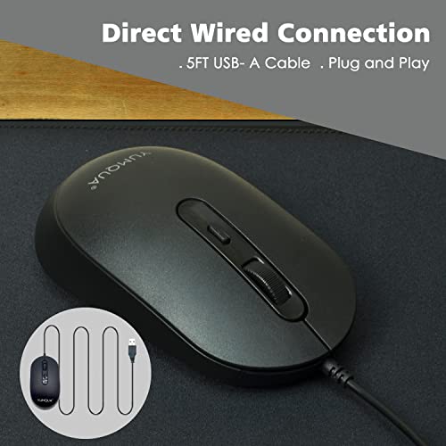YUMQUA M104: Premium Bulk Wired Computer Mouse 10 Pack – Side View