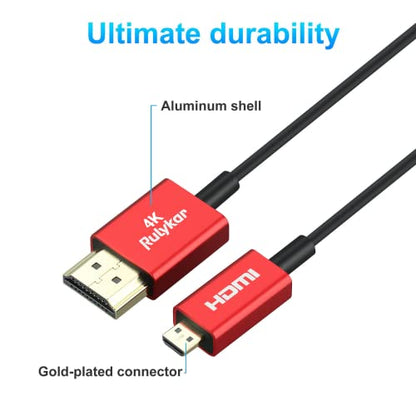 Rulykar 6ft: 4K Micro HDMI to HDMI Cable – In Use