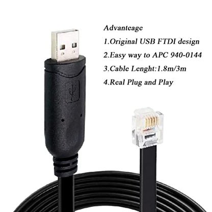 APC Cable: Feanteek APC Serial Cable 940-0144b USB to RJ12 – Close-up Detail