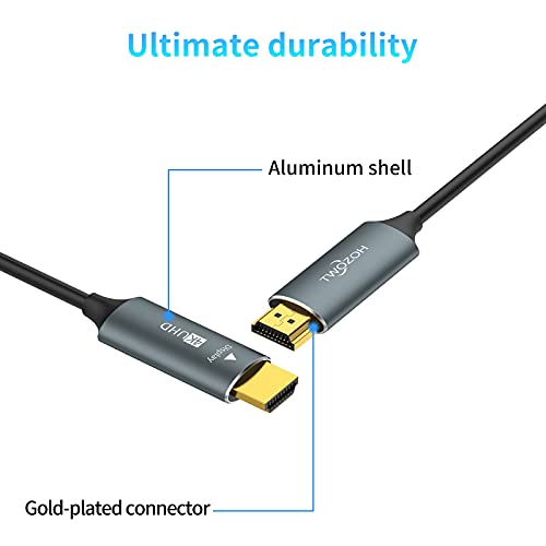 Fiber Cable: Twozoh 4K Fiber Optic HDMI Cable 50FT – In Use