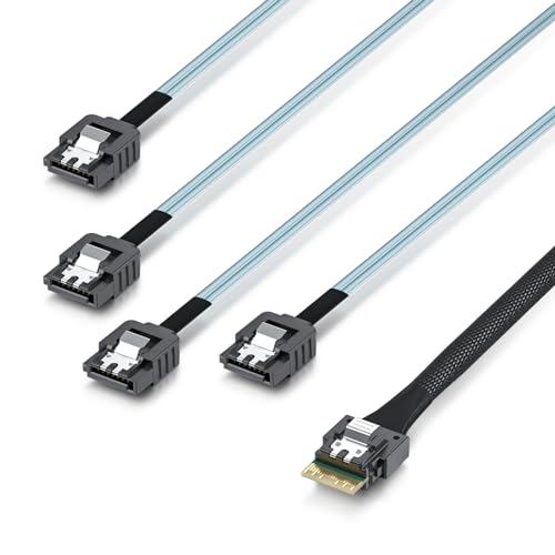 Host Raid: 10Gtek SlimSAS 4i to 4xSATA Cable SFF-8654 – Side View