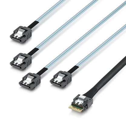 Host Raid: 10Gtek SlimSAS 4i to 4xSATA Cable SFF-8654 – Side View