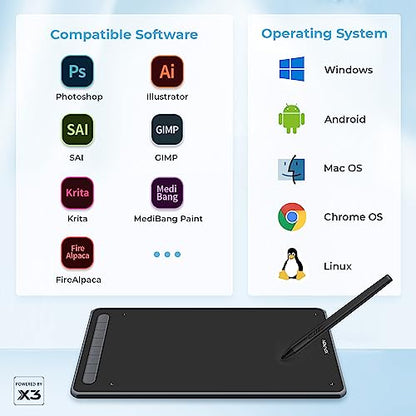 Drawing Tablet: XPPen Deco LW Wireless 10x6 Bluetooth – Back View