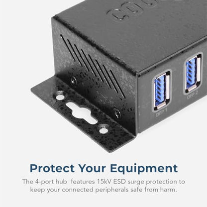 Hub Powered: USB 3.2 4-Port Mini Hub 5Gbps Fast Data – In Use