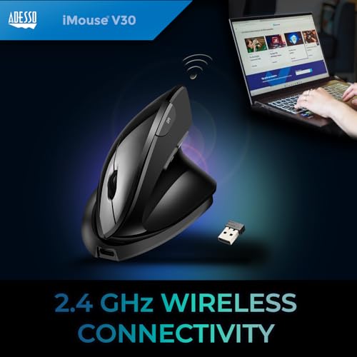 Adesso iMouse V30: Wireless Adjustable Vertical Ergonomic – Back View