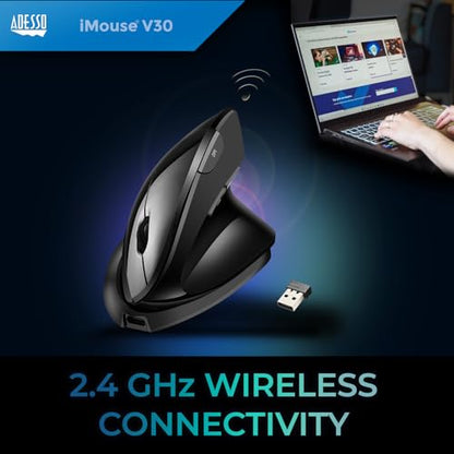 Adesso iMouse V30: Wireless Adjustable Vertical Ergonomic – Back View
