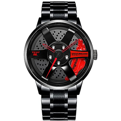 Car Watch: Boyadka Car Wheel Watch Stainless Steel Watch – Front View