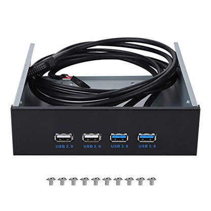 Front Panel: ASHATA 5.25 Inch Multifunction 4 USB Port – Back View