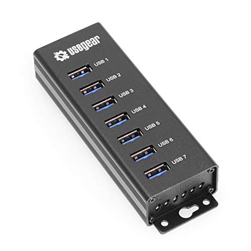 7-Port USB 3.2 Gen 1 Charging and SuperSpeed Mountable Data – Front View