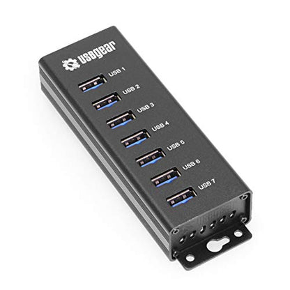 7-Port USB 3.2 Gen 1 Charging and SuperSpeed Mountable Data – Front View