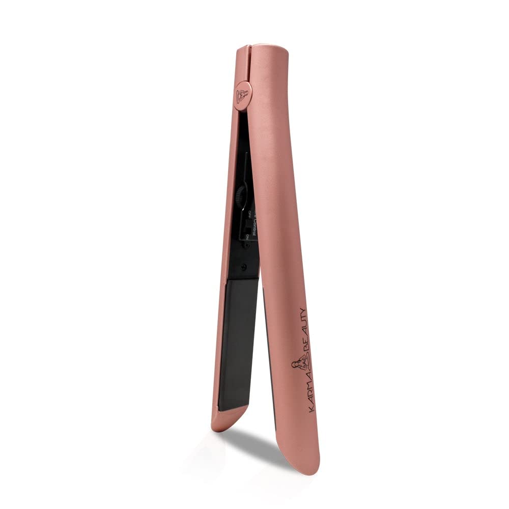 Supreme Ceramic Flat Iron 2.0 Ceramic Hair Straightener | 450° F High Heat | Create Straight & Curly | Dual Voltage | Adjustable Temperature | for All Hair Types | Karma Beauty (Rose Gold)