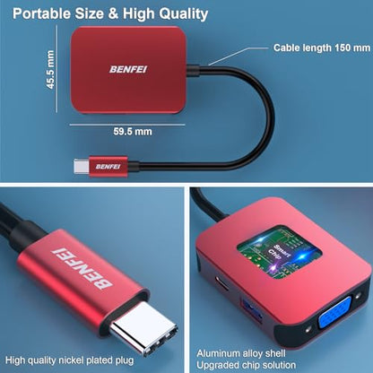 Adapter Benfei: BENFEI USB C HUB 4-in-1 USB Type-C to HDMI – Back View
