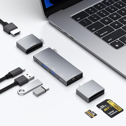 USB C Hub for MacBook: 7-in-2 Thunderbolt 4 Port Adapter – Front View