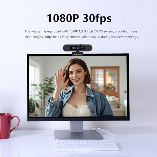 Window Hello Webcam: 1080p 30fps Camera with Noise-Reducing – Close-up Detail