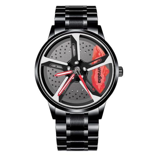 Car Watch: BOYADKA Men's Spinning Car Wheel Watch with – Front View