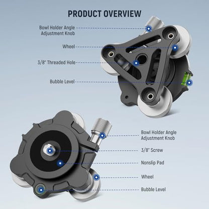 NEEWER Tripod Head Leveling Base Camera Leveler with Bowl – Back View