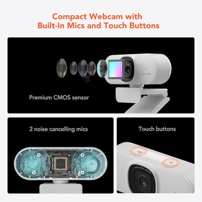 Camera Microphone: NUROUM V15AF 2K Webcam 1080p 60FPS – Side View
