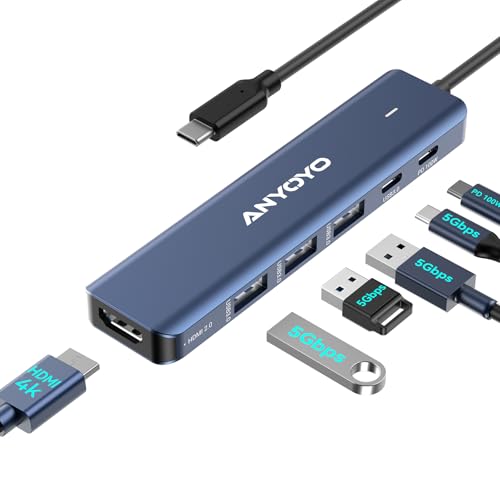 ANYOYO Docking Station: 6-in-1 USB C Multiport Adapter with – Front View