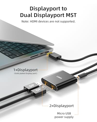 DisplayPort to Dual DisplayPort Splitter Adapter – Side View
