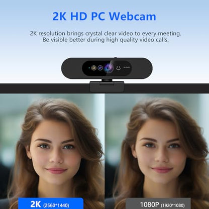 Webcam Moertek: MOERTEK 2K QHD Webcam with Windows Hello – Side View