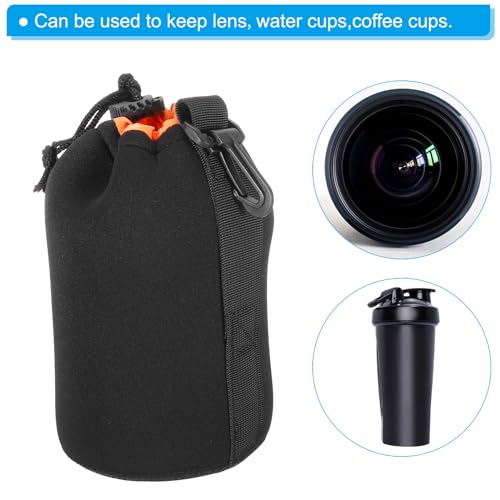 PATIKIL Camera Lens Bag: 2 Pcs 3.7" ID x 7.1" H Drawstring – Back View