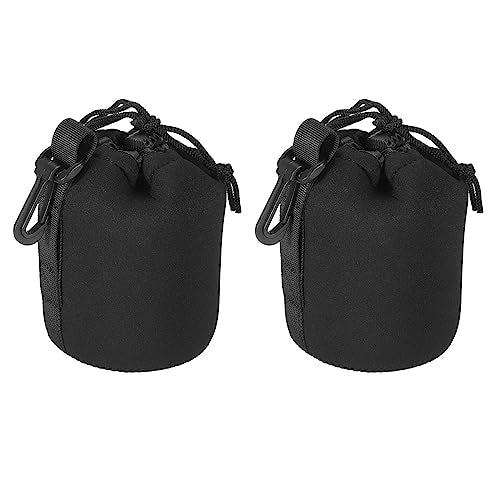 PATIKIL Camera Lens Bag: 2 Pcs 3.3" IDx5.5 H Drawstring – Front View