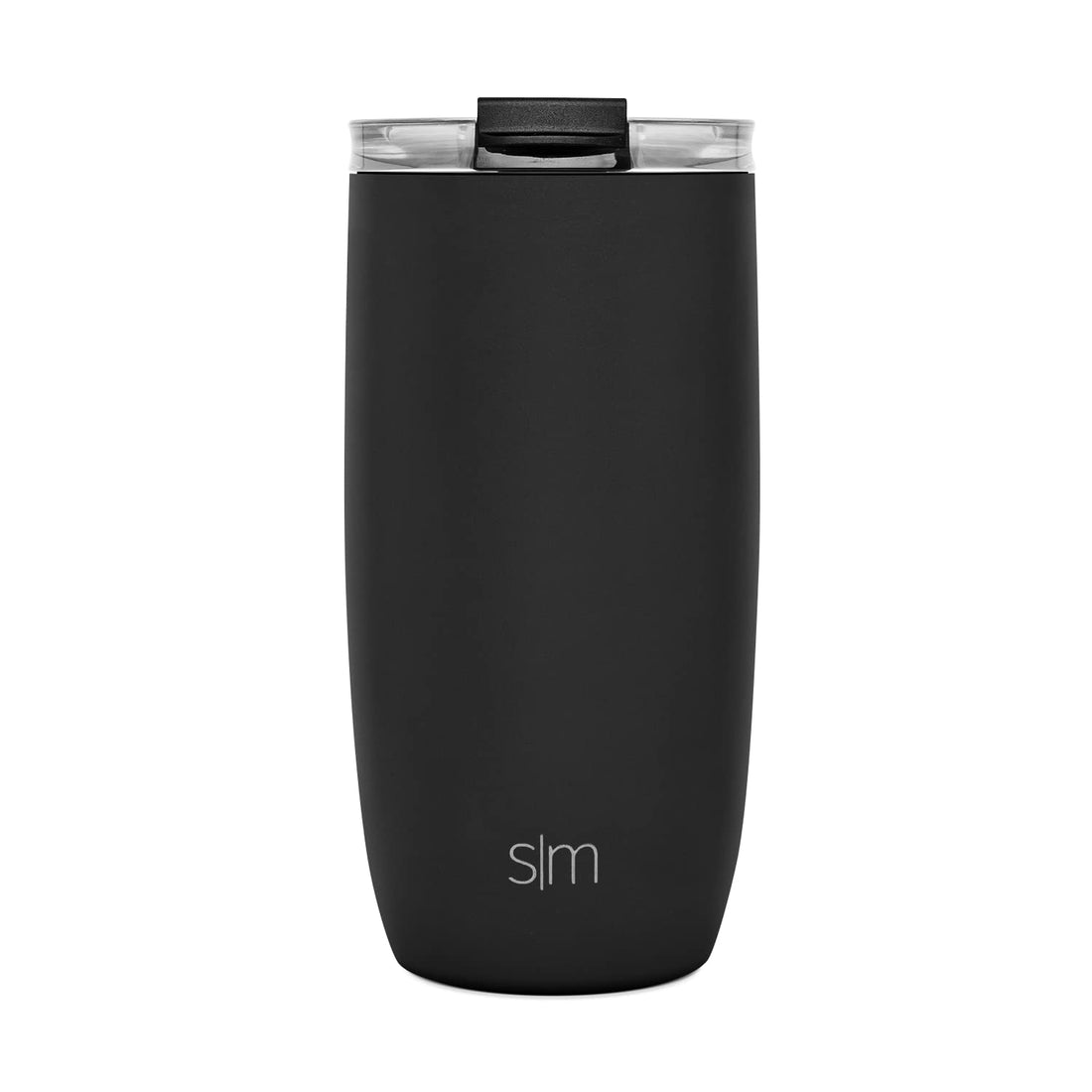 Simple Modern 16oz Voyager Travel Mug Tumbler w/Clear Flip Lid & Straw - Coffee Cup Vacuum Insulated Flask 18/8 Stainless Steel Hydro Water Bottle -Midnight Black