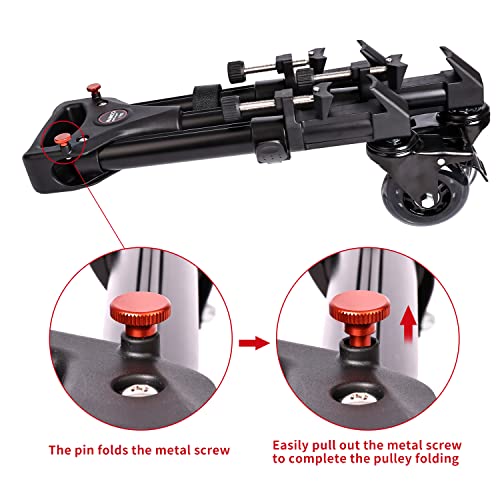 Photography Tripod Dolly: Heavy Duty with Larger 3-inch – Back View