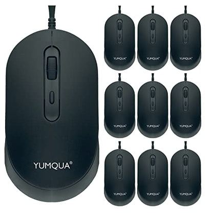 YUMQUA M104: Premium Bulk Wired Computer Mouse 10 Pack – Front View