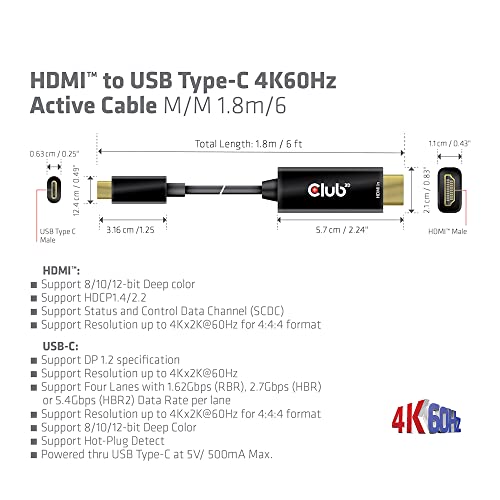 Club 3D CAC-1334: HDMI 2.0 to USB Type C 4K60Hz M/M Active – Packaging