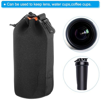 PATIKIL Camera Lens Bag: 1 Pcs 3.7" ID x 9.8" H Drawstring – Back View