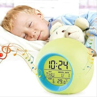 BUBUCAM LED Alarm Clock Digital Kids Alarm Clock Light Temperature Indoor Night Light Bedside Lamp 7 Colors