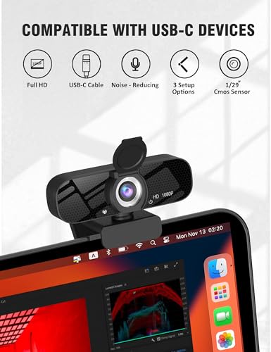Gozvrpus Webcam: Gozvrpus USB HD Webcam 1080P Video Wide – Side View