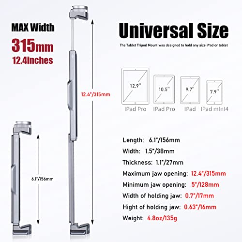 Tablet Mount: ARNARKOK Metal Tripod Mount 7-12.9in – Close-up Detail