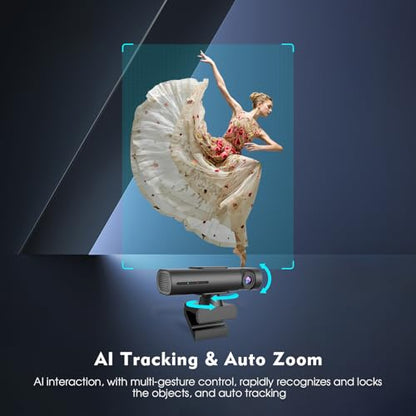 Webcam TOALLIN: TOALLIN 2K Streaming Webcam with AI – Side View