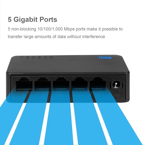 TEROW 5 Port Gigabit Unmanaged Network Switch – Back View