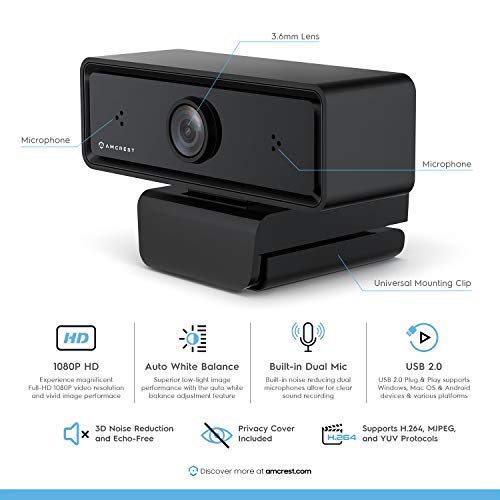 Amcrest 1080p: Amcrest AWC2198 Webcam with Microphone and – Side View