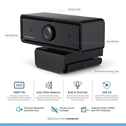 Amcrest 1080p: Amcrest AWC2198 Webcam with Microphone and – Side View