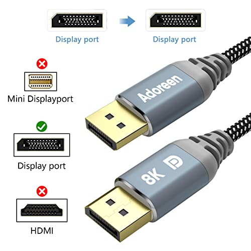DisplayPort Cable: Adoreen 8K 1.4 10ft 2-Pack – In Use