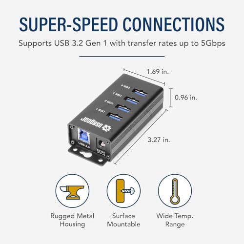Port Charging: 4-Port USB 3.2 Gen 1 Mountable Charging Hub – Side View