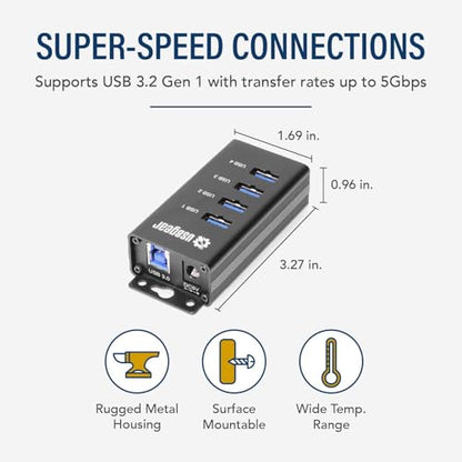 Port Charging: 4-Port USB 3.2 Gen 1 Mountable Charging Hub – Side View