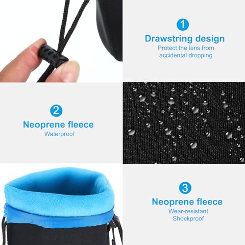 PATIKIL Camera Lens Bag: 2 Pcs 3.7" ID x 9.8" H Drawstring – In Use