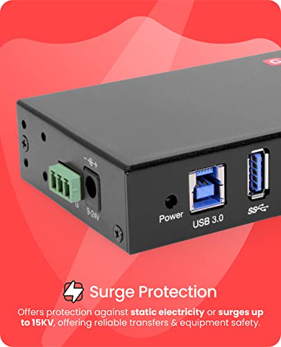Gearmo 7 Port USB 3.0 Hub: Industrial Grade Rugged Metal – Close-up Detail