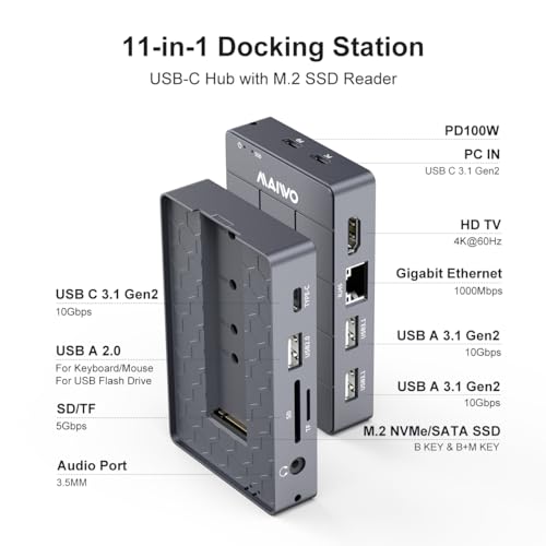 MAIWO USB C Laptop Docking Station – Side View