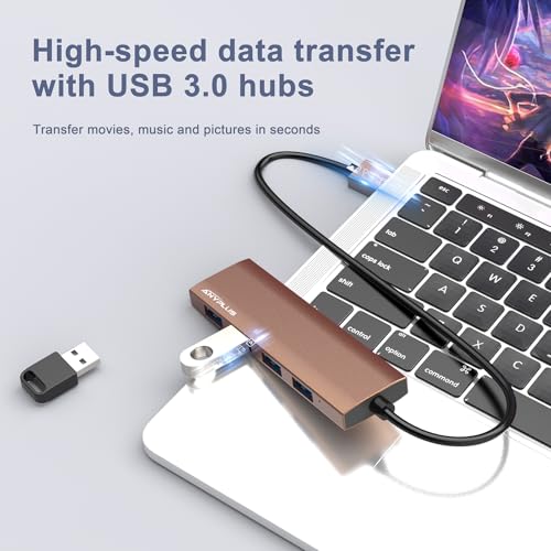 USB Hub: ANYPLUS Ultra-Slim 4-Port USB 3.0 Hub Aluminum – In Use